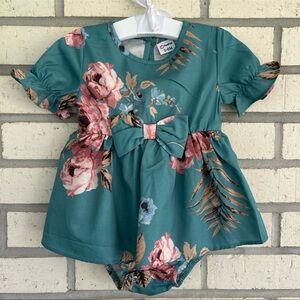 PatPat Teal Floral Kids Dress